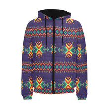 Load image into Gallery viewer, Dreams of Ancestors Indigo Men&#39;s Padded Hooded Jacket
