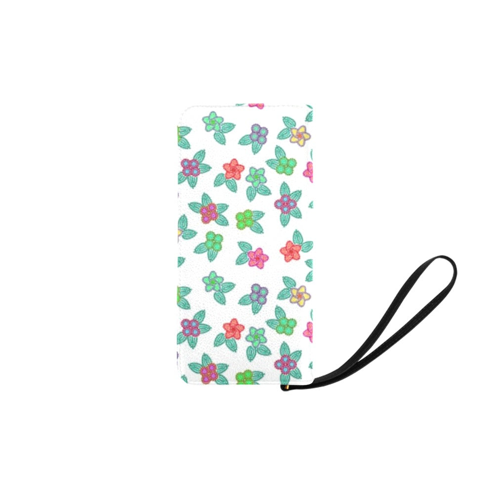 Berry Flowers White Women's Clutch Purse