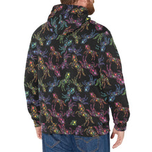 Load image into Gallery viewer, Neon Floral Horses Men&#39;s Long Sleeve Fleece Hoodie
