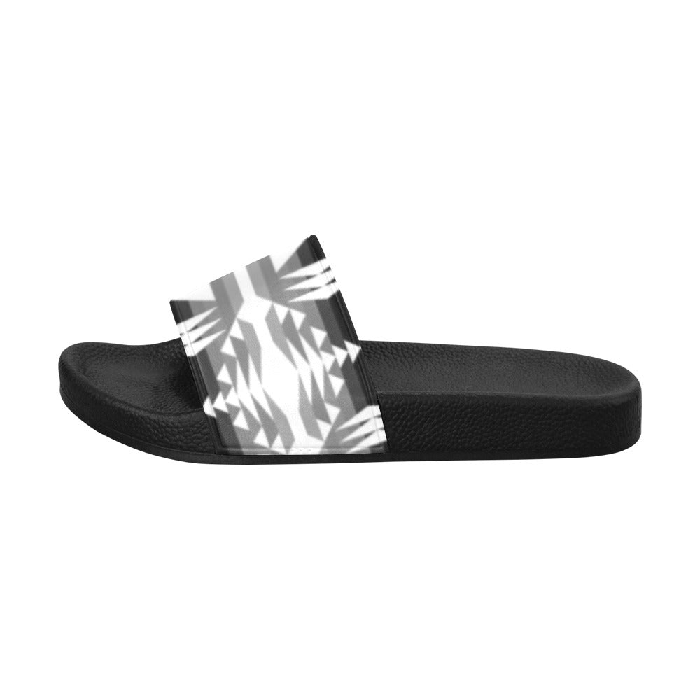 Between the Mountains Black and White Slide Sandals