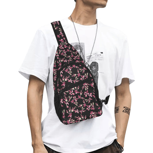 Floral Green Black Chest Bag