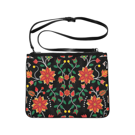 Floral Beadwork Six Bands Slim Clutch Bag