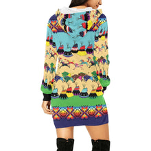 Load image into Gallery viewer, Horses and Buffalo Ledger Blue Hoodie Dress
