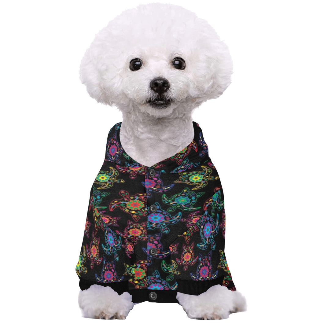 Neon Floral Turtle Pet Dog Hoodie