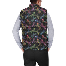 Load image into Gallery viewer, Neon Floral Horses Men&#39;s Padded Vest Jacket
