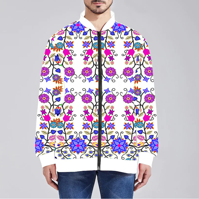 Floral Beadwork Seven Clans White Youth Lightweight Jacket