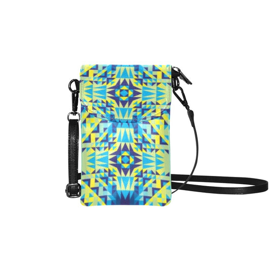 Kaleidoscope Jaune Bleu Small Cell Phone Purse