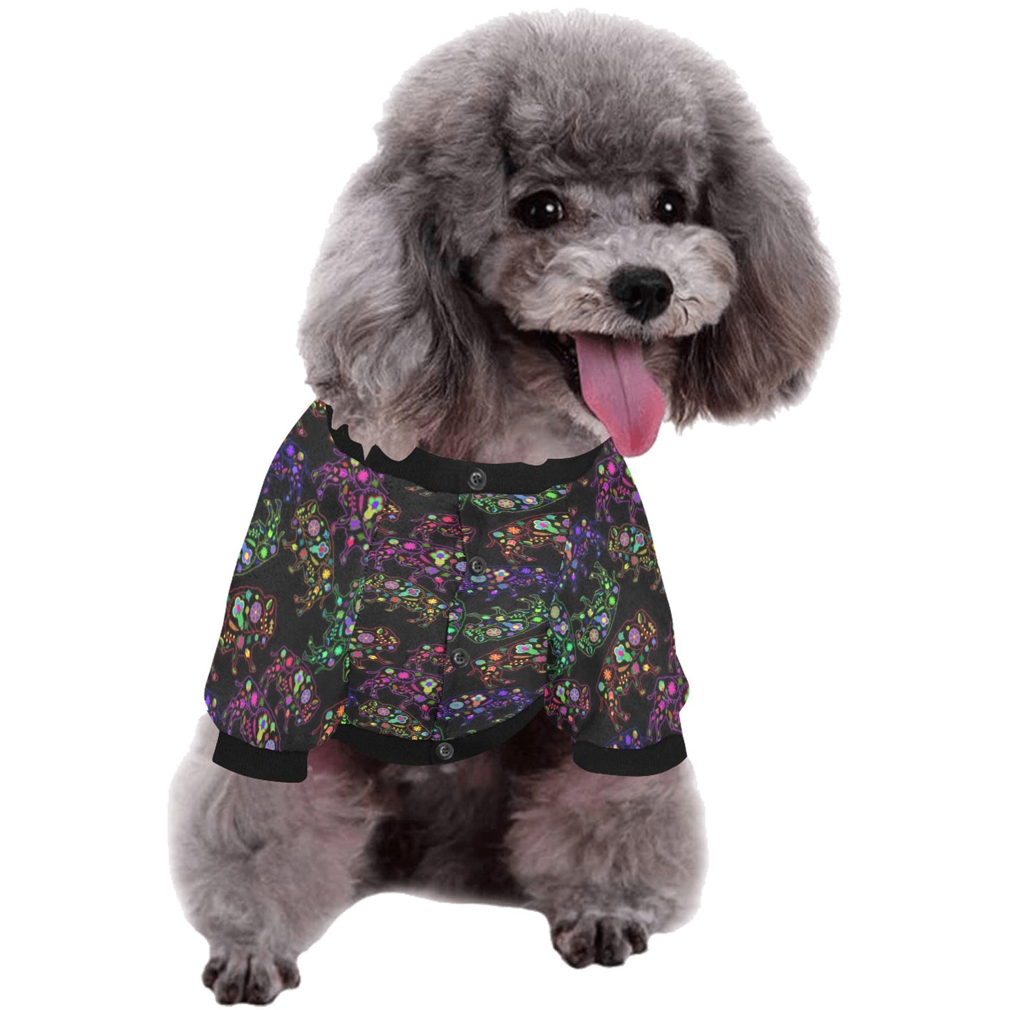 Neon Floral Buffalos Pet Dog Round Neck Shirt