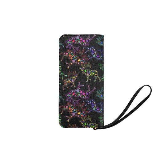 Neon Floral Elks Women's Clutch Purse