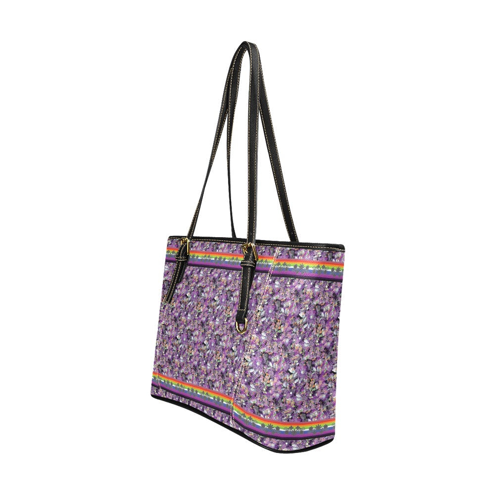 Culture in Nature Purple Leather Tote Bag