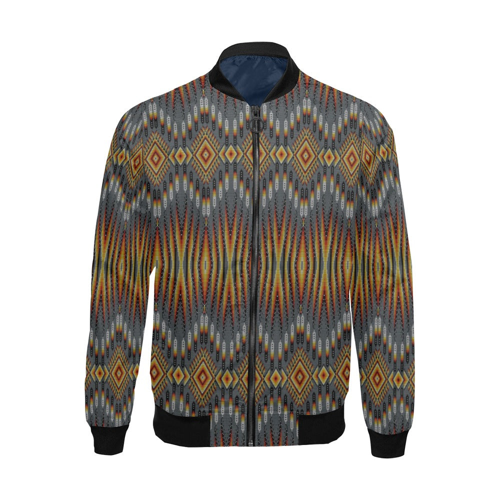 Fire Feather Grey Bomber Jacket for Men