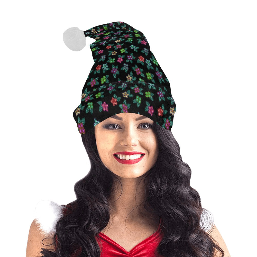 Berry Flowers Black Santa Hat