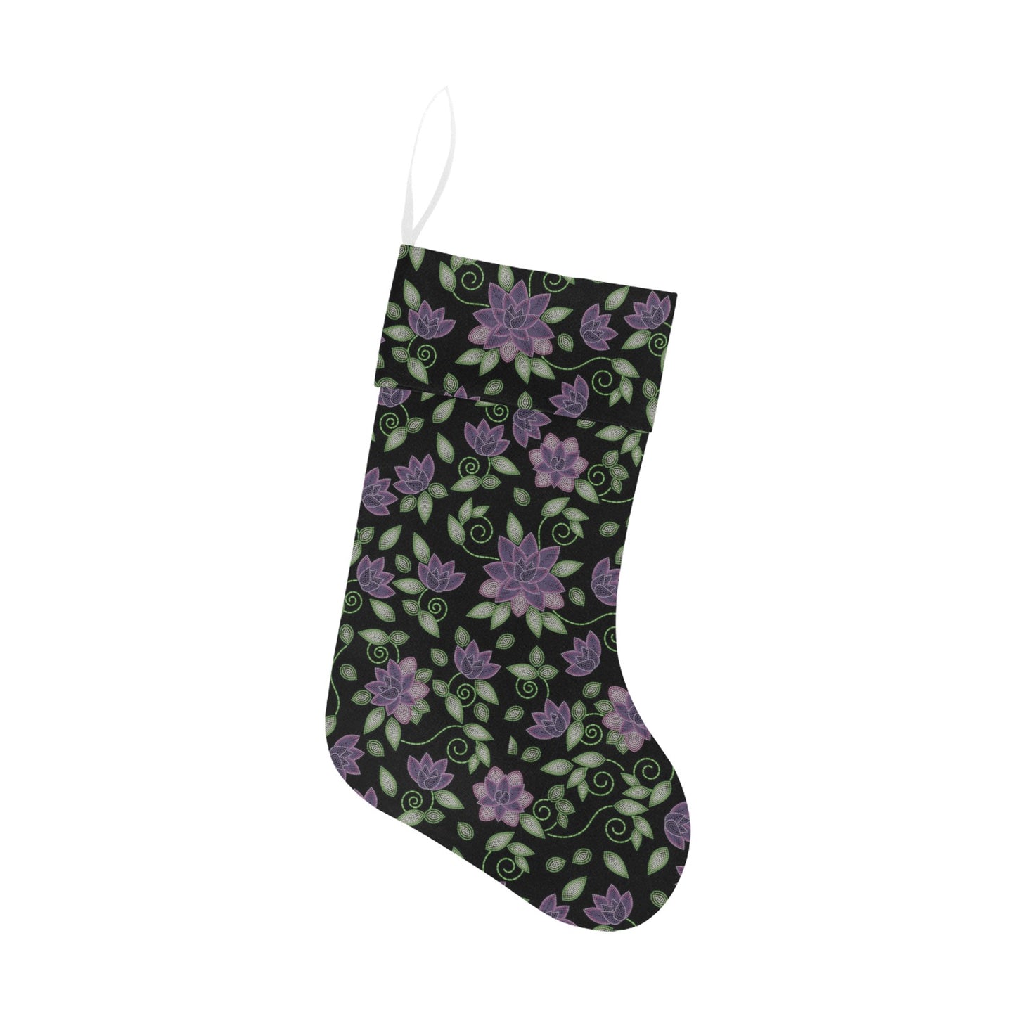 Purple Beaded Rose Christmas Stocking