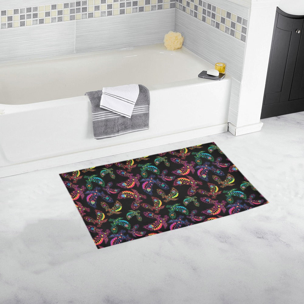 Neon Floral Eagles Bath Rug 16''x 28''