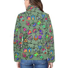 Load image into Gallery viewer, Indigenous Paisley Dark Sea Women&#39;s Stand Collar Padded Jacket
