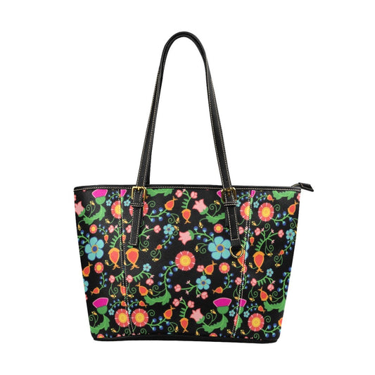 Bee Spring Night Leather Tote Bag