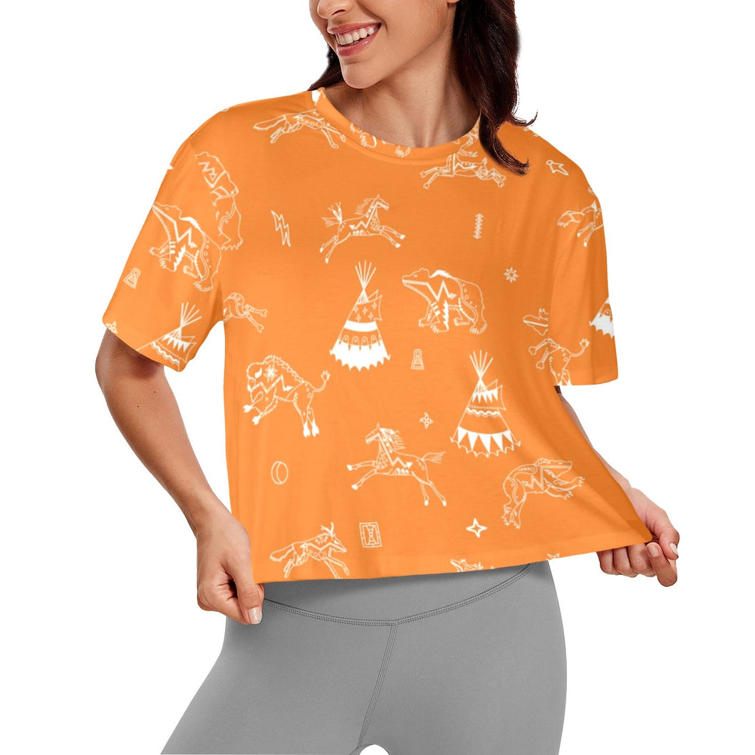 Ledger Dabbles Orange Crop Top