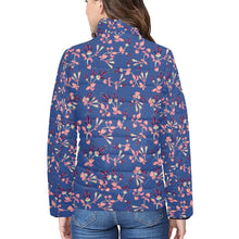 Load image into Gallery viewer, Swift Floral Peach Blue Women&#39;s Stand Collar Padded Jacket
