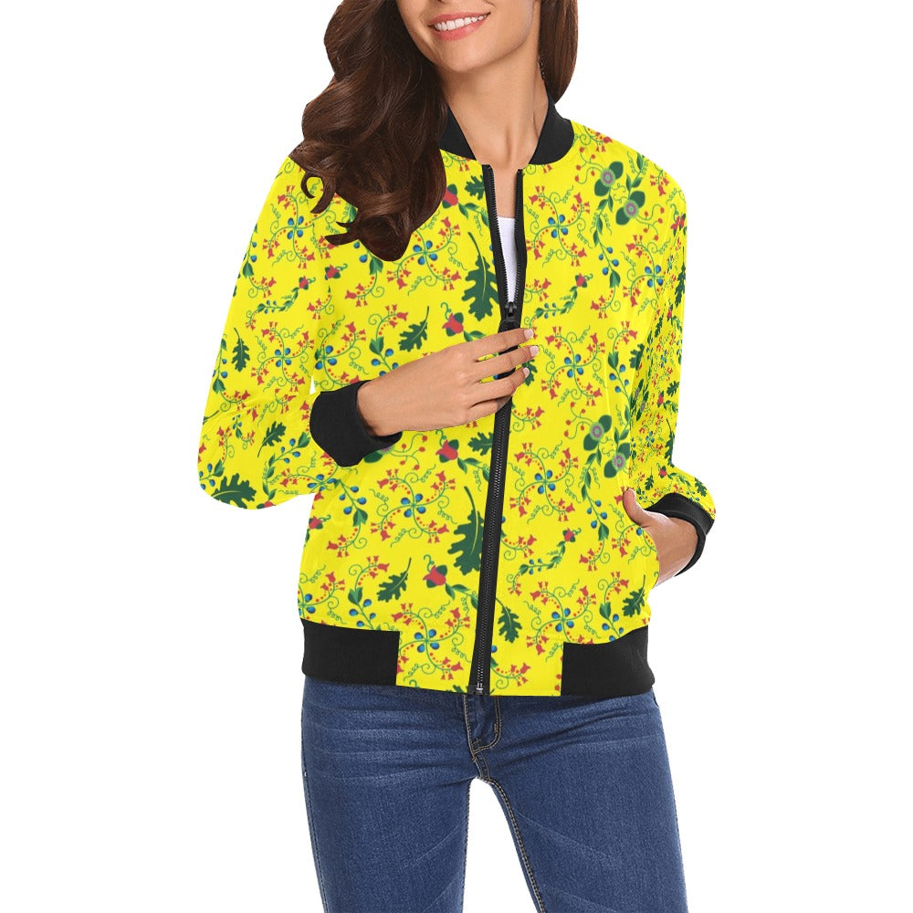 Vine Life Lemon Bomber Jacket for Women