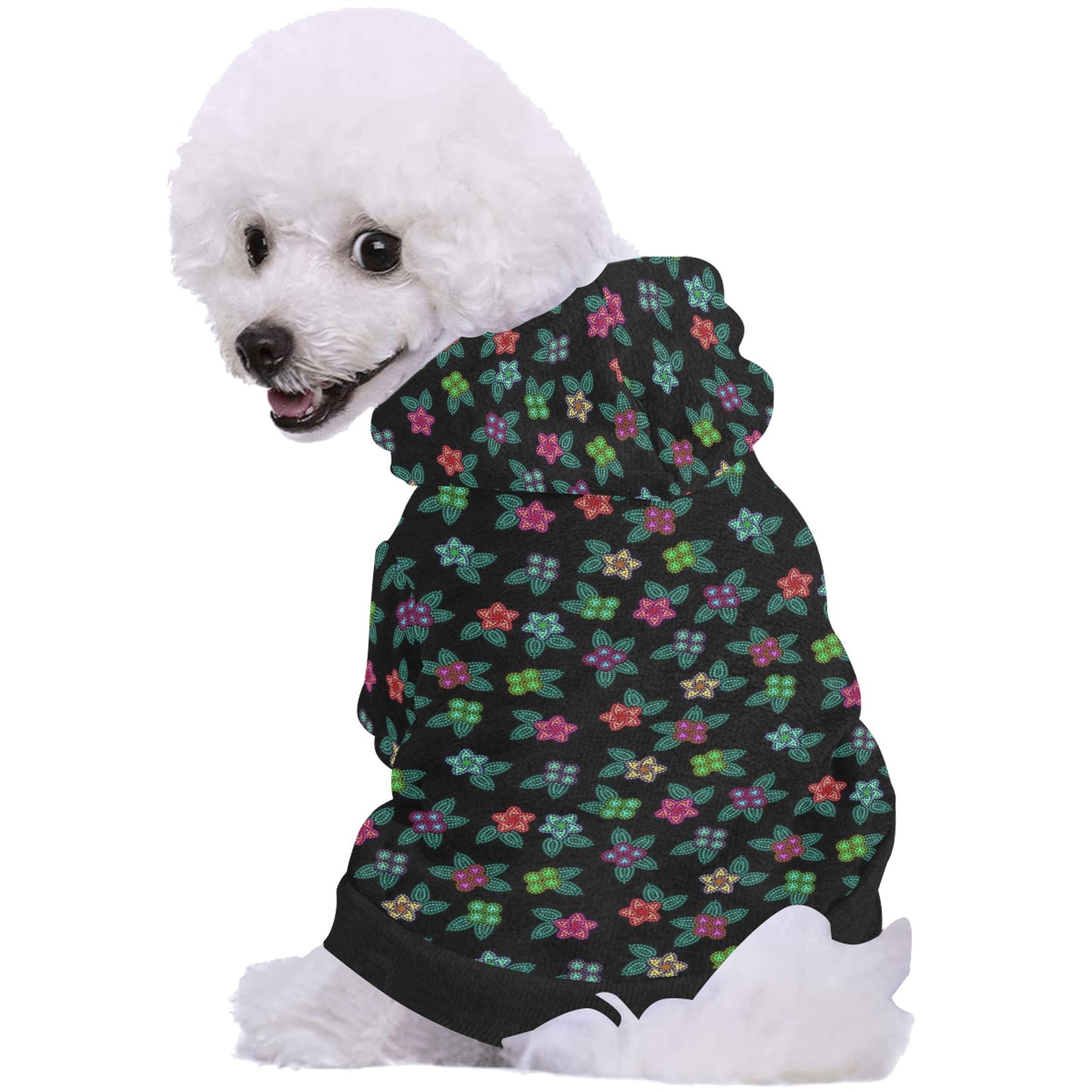 Berry Flowers Black Pet Dog Hoodie