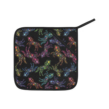 Load image into Gallery viewer, Neon Floral Horses Oven Mitt &amp; Pot Holder
