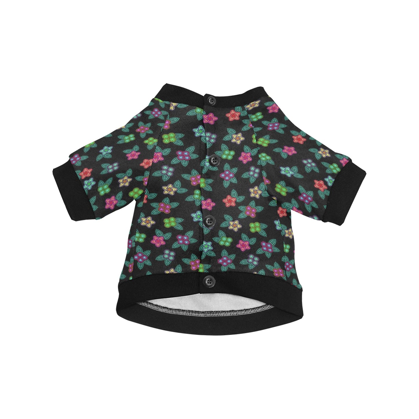 Berry Flowers Black Pet Dog Round Neck Shirt