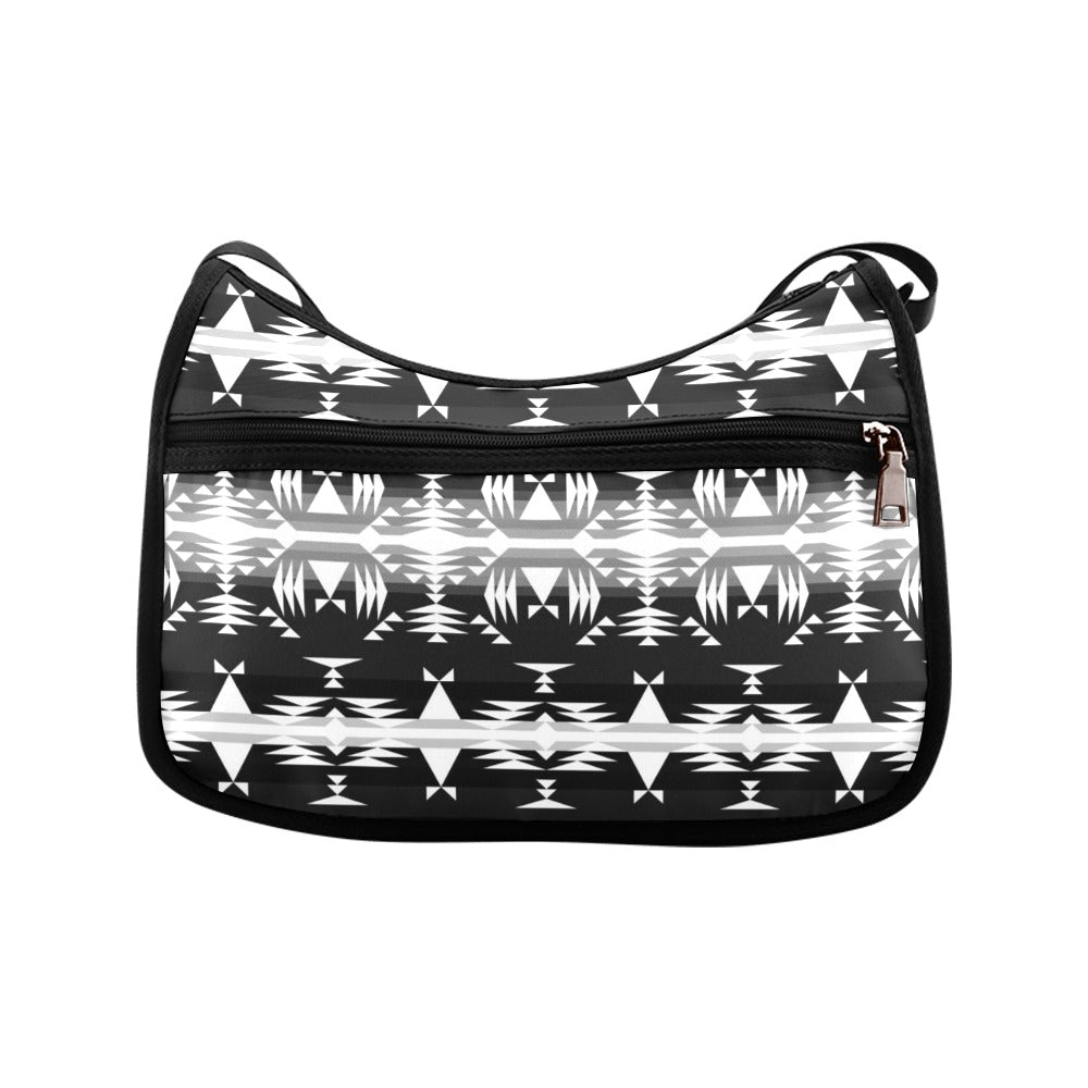 Between the Mountains Black and White Crossbody Bags