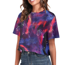 Load image into Gallery viewer, Animal Ancestors 3 Blue Pink Swirl Crop Top
