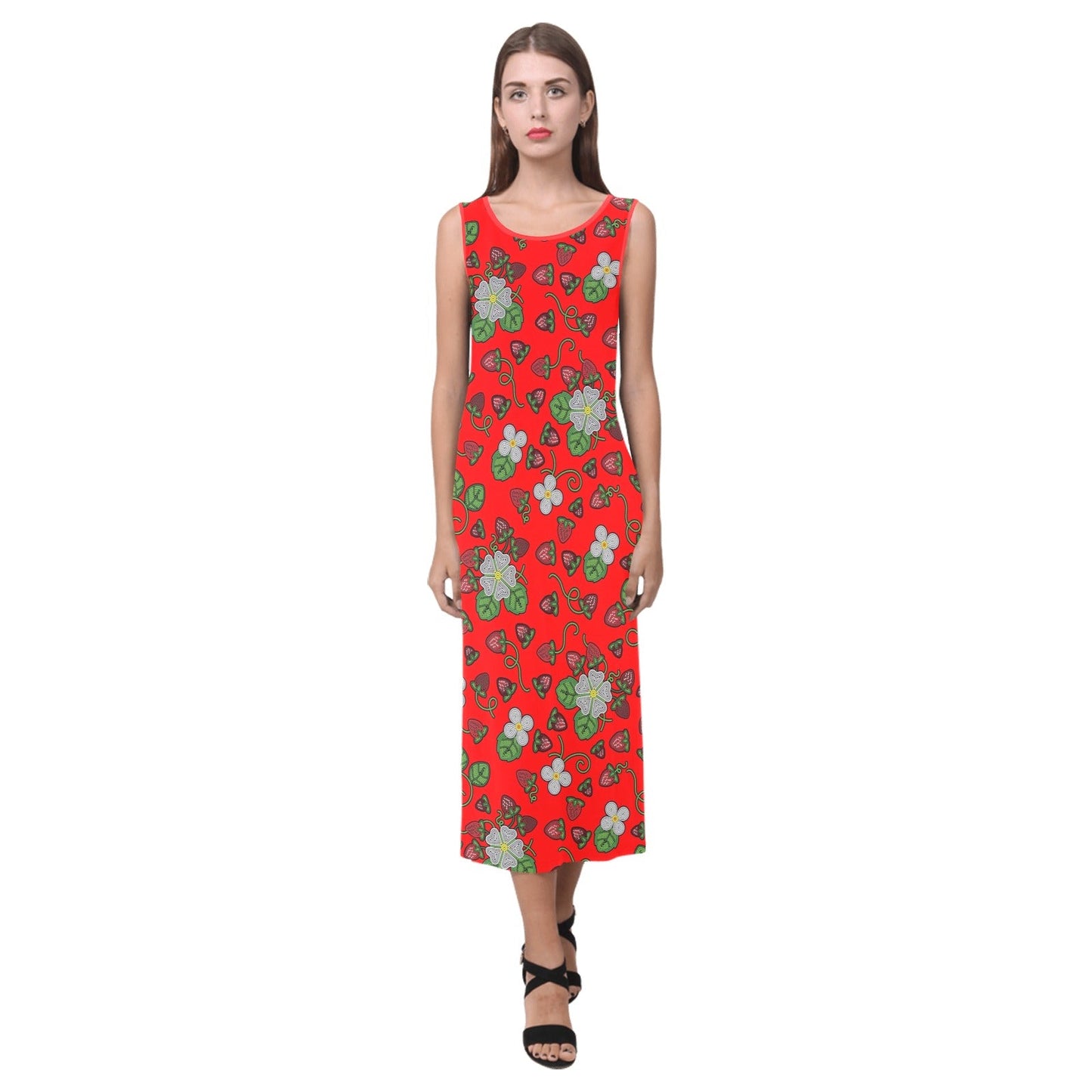 Strawberry Dreams Fire Phaedra Sleeveless Open Fork Long Dress