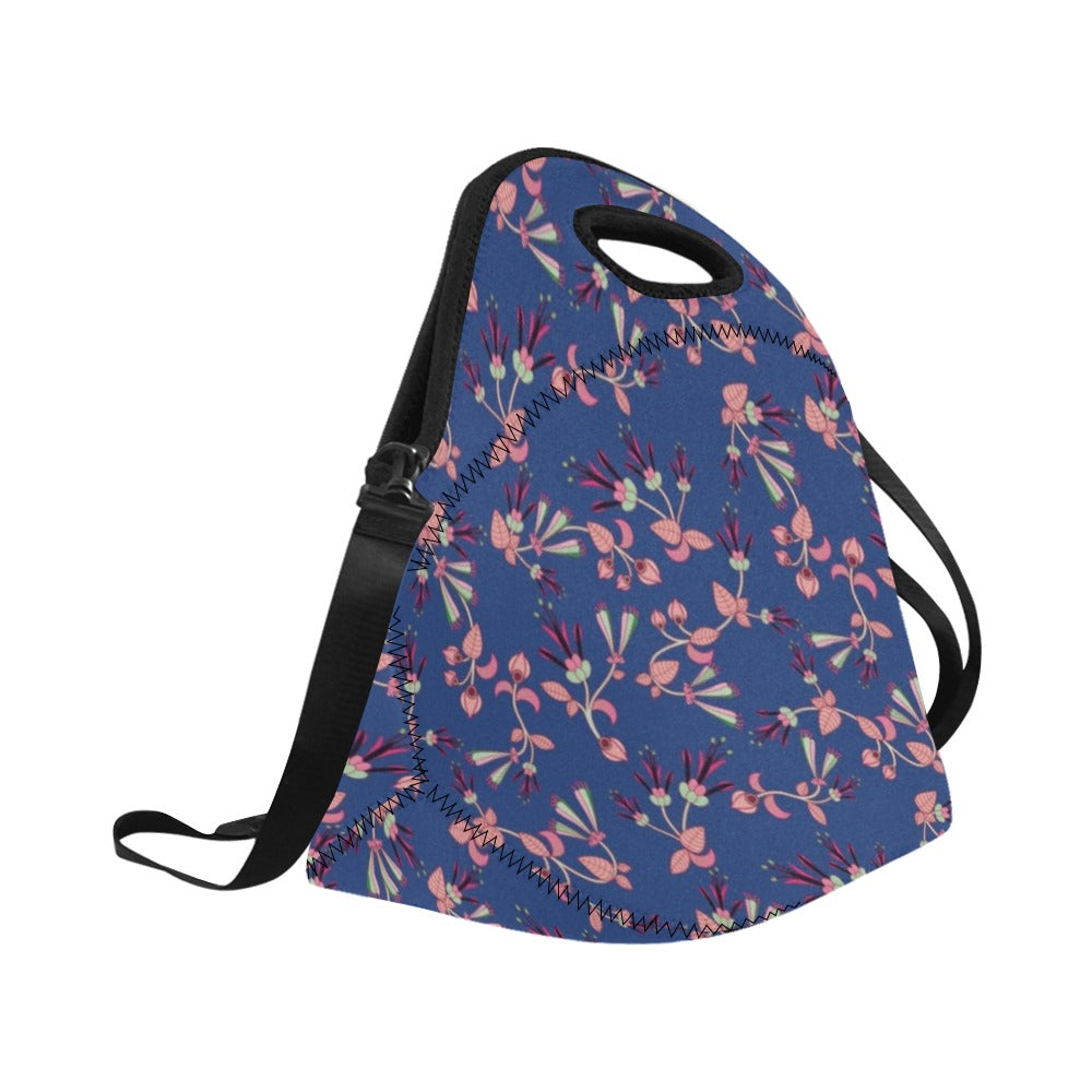 Swift Floral Peach Blue Neoprene Lunch Bag/Large