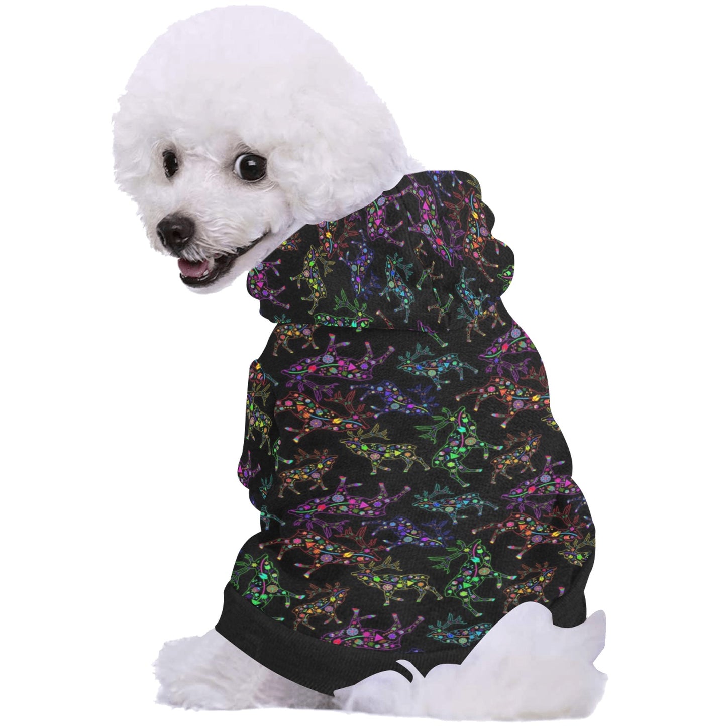 Neon Floral Elks Pet Dog Hoodie