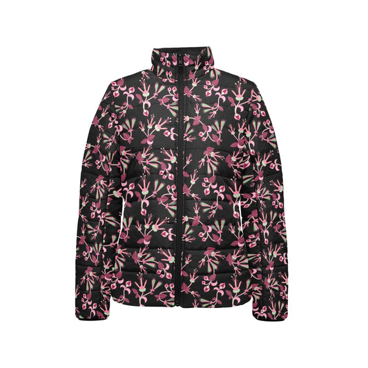 Floral Green Black Stand Collar Jacket