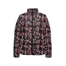 Load image into Gallery viewer, Floral Green Black Women&#39;s Stand Collar Padded Jacket
