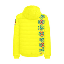 Load image into Gallery viewer, Yellow Blanket Strip Men&#39;s Padded Hooded Jacket
