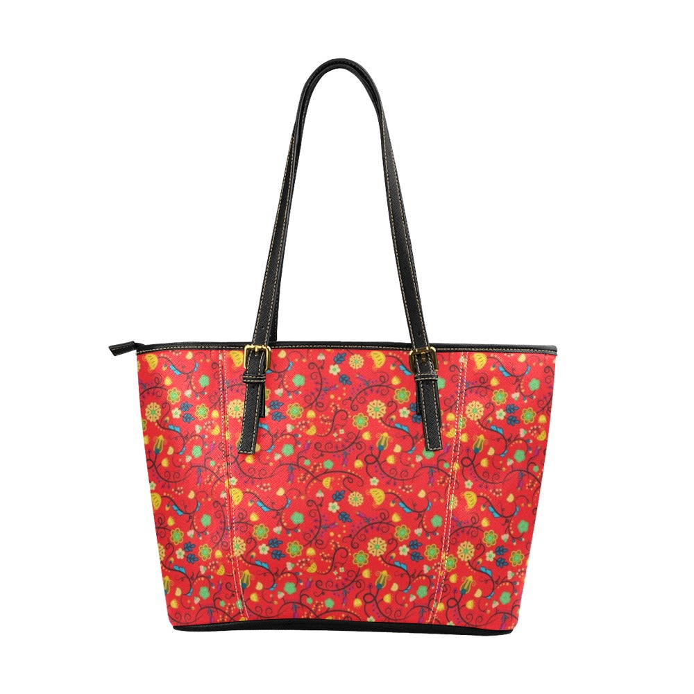 Nipin Blossom Fire Leather Tote Bag