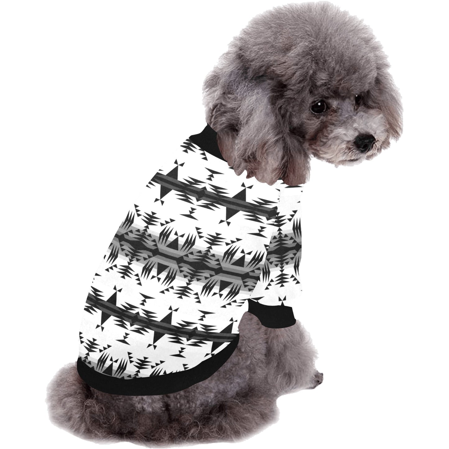 Between the Mountains White and Black Pet Dog Round Neck Shirt