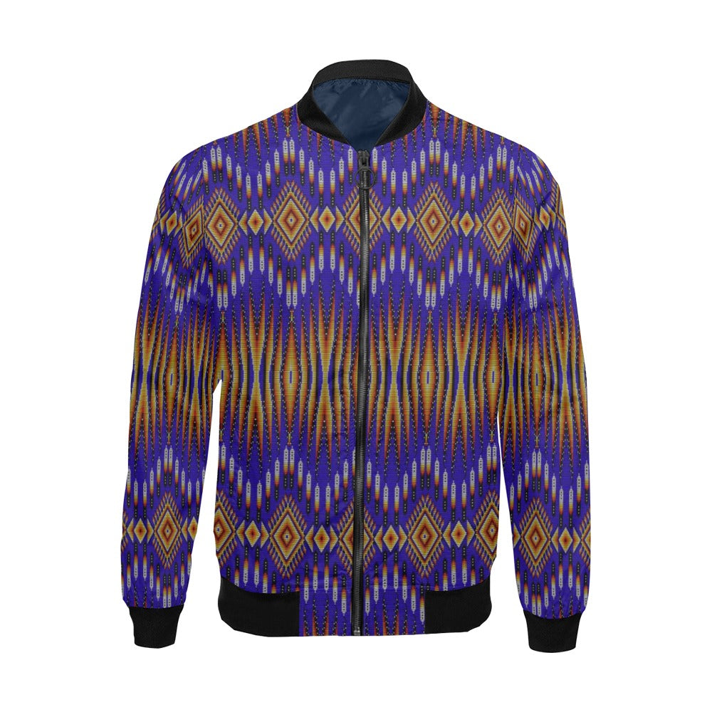 Fire Feather Blue Bomber Jacket for Men