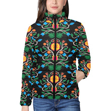 Load image into Gallery viewer, Floral Beadwork Four Clans Women&#39;s Stand Collar Padded Jacket
