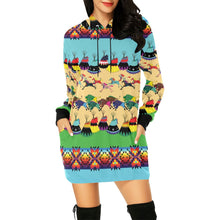 Load image into Gallery viewer, Horses and Buffalo Ledger Torquoise Hoodie Dress
