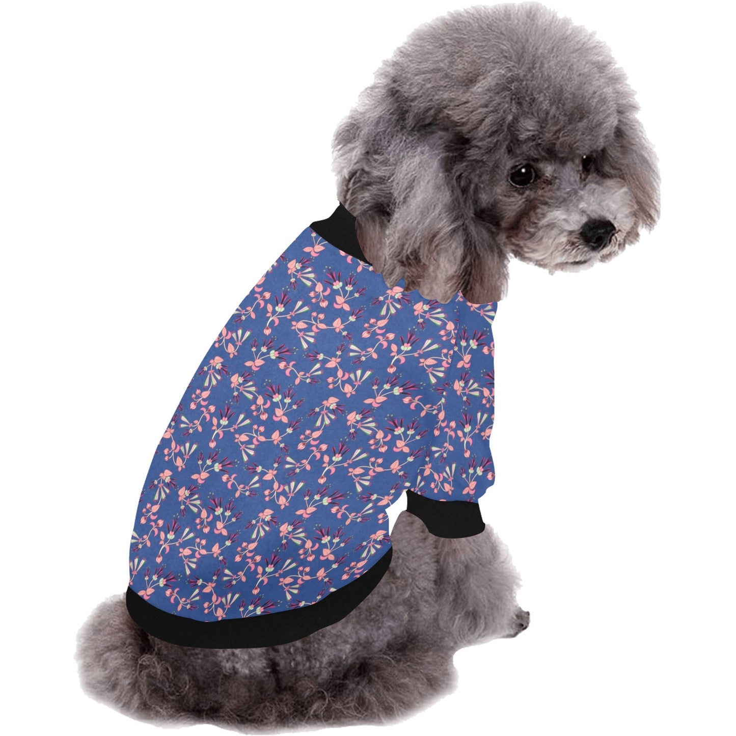 Swift Floral Peach Blue Pet Dog Round Neck Shirt