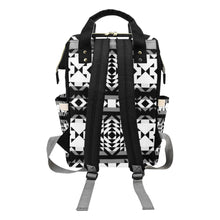 Load image into Gallery viewer, Black Rose Blizzard Multi-Function Diaper Backpack/Diaper Bag
