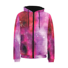 Load image into Gallery viewer, Animal Ancestors 8 Gaseous Clouds Pink and Red Men&#39;s Padded Hooded Jacket
