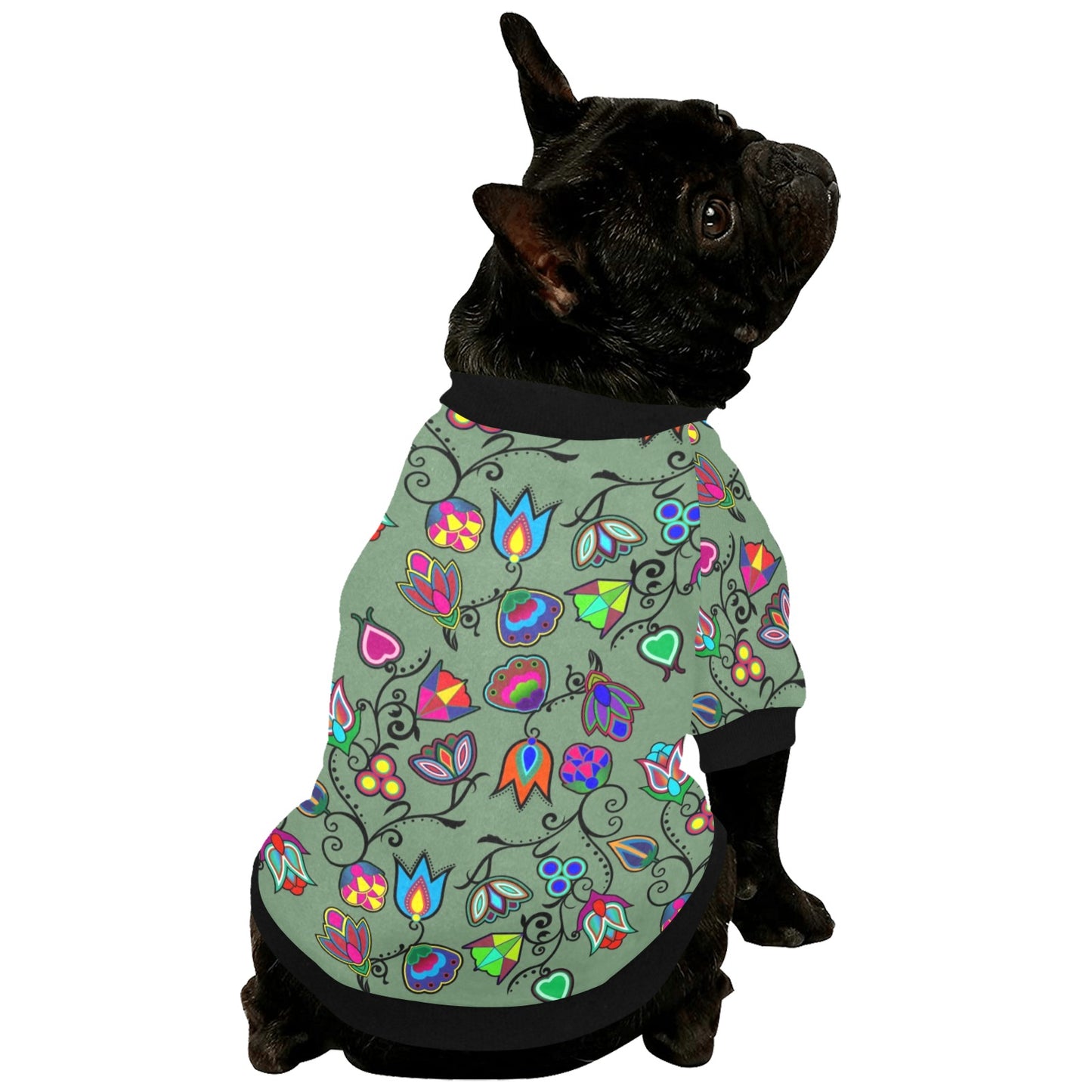 Indigenous Paisley Dark Sea Pet Dog Round Neck Shirt