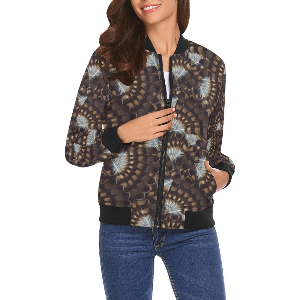 Hawk Feathers Bomber Jacket for Women