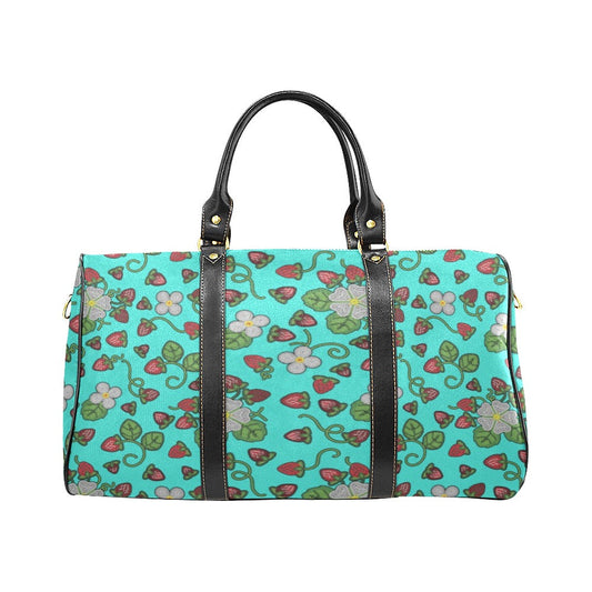 Strawberry Dreams Turquoise Waterproof Travel Bag