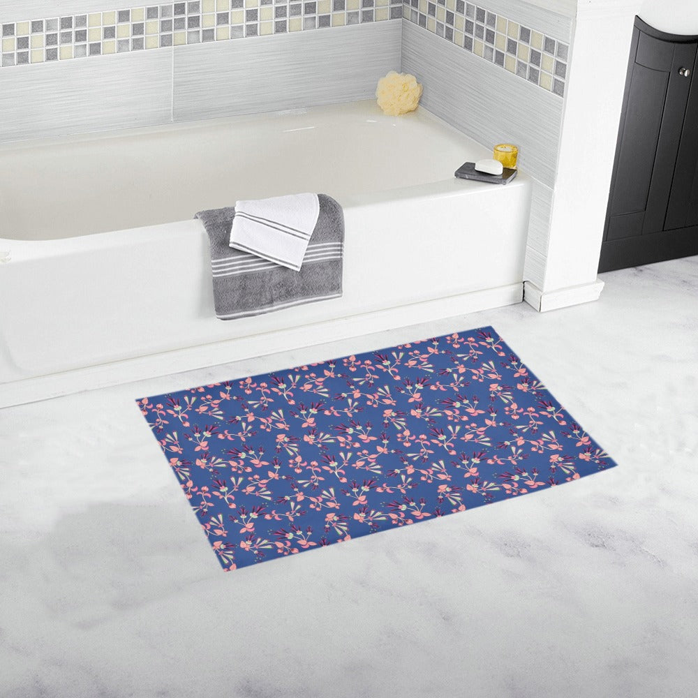 Swift Floral Peach Blue Bath Rug 16''x 28''