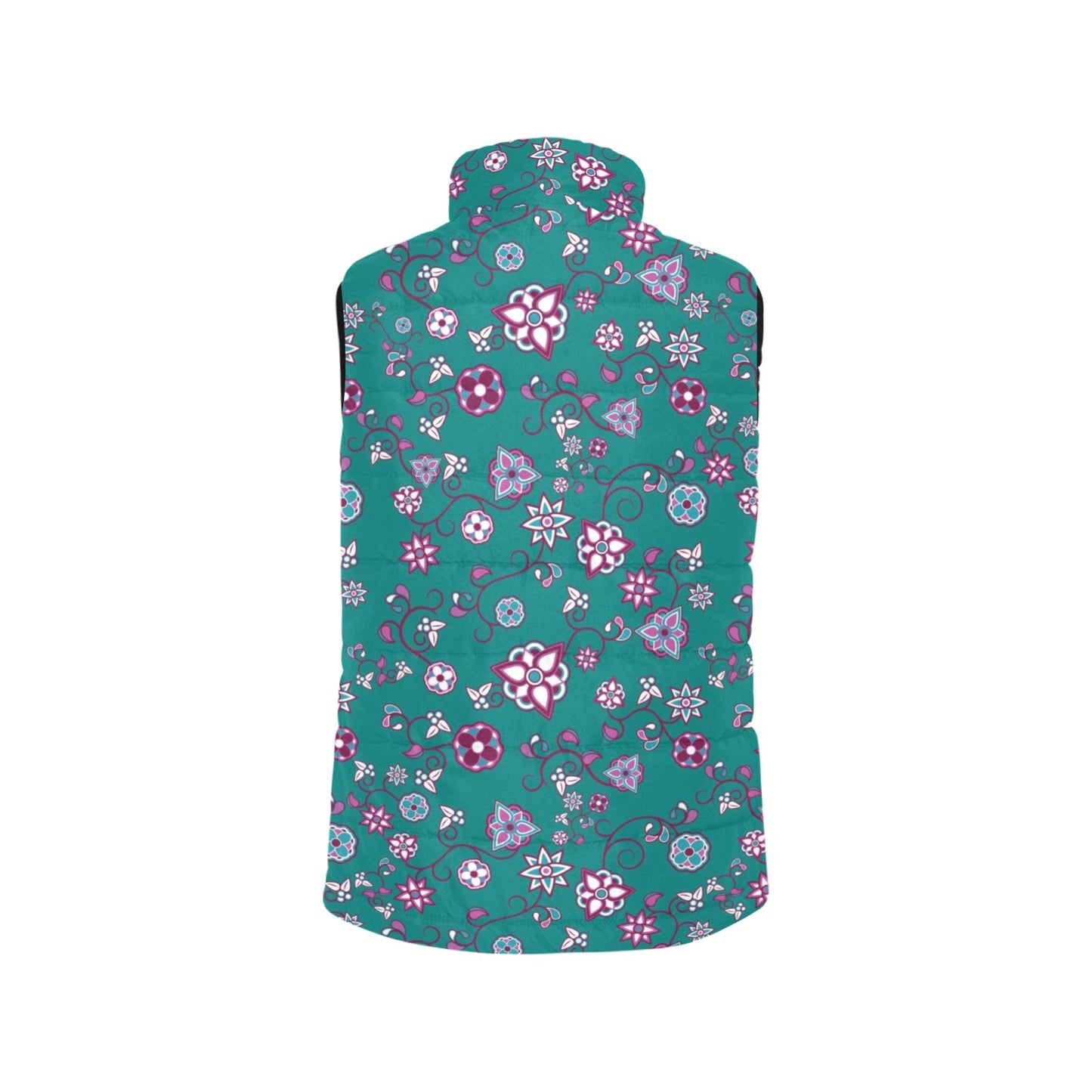 Burgundy Bloom Women's Padded Vest Jacket