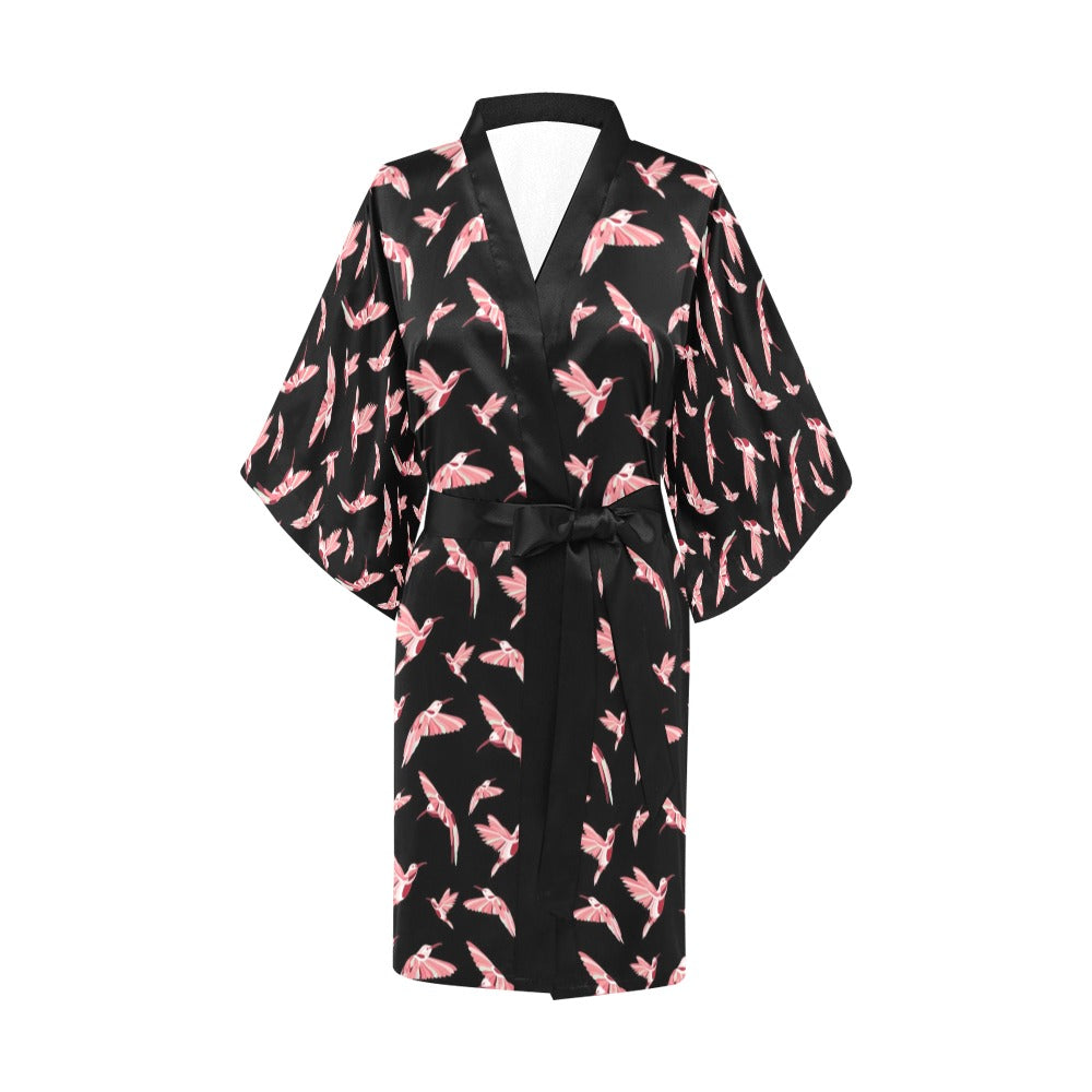 Strawberry Black Kimono Robe