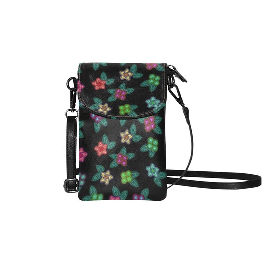 Berry Flowers Black Small Cell Phone Purse