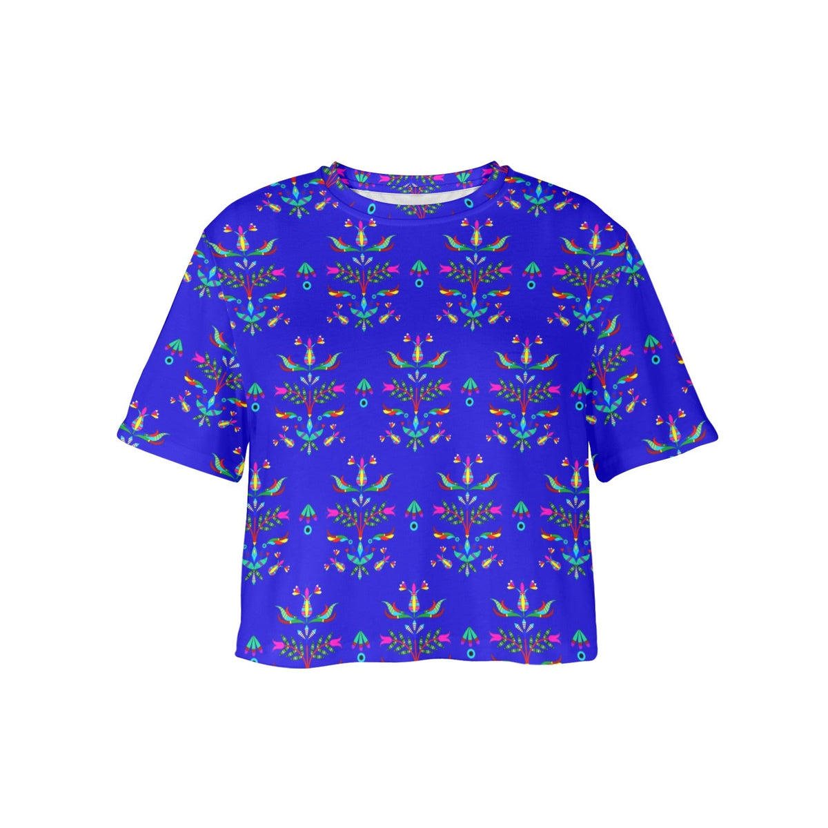 Dakota Damask Blue Crop Top